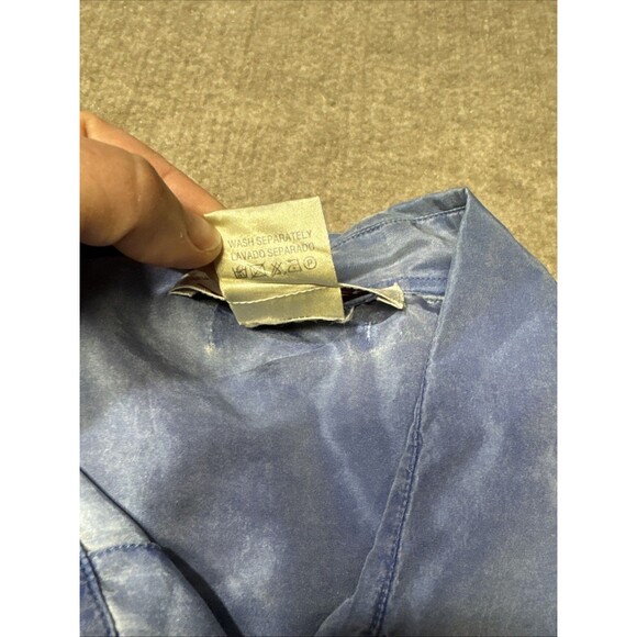 La Vanx Collection Men Shirt‎ Med Blue Silk Short Sleeve Button Up Sand Wash - Picture 8 of 9